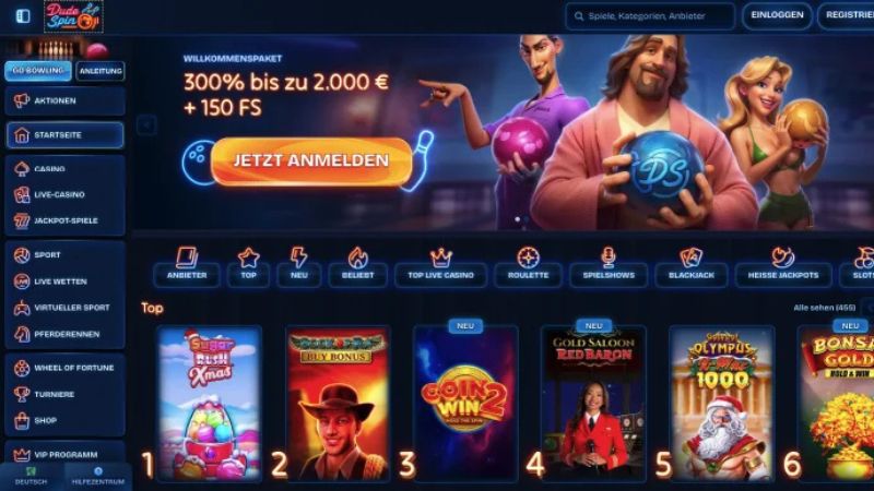 DudeSpin Casino Oberflaeche